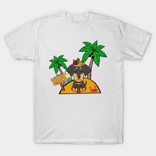 Funny dachshund is on a deserted island T-Shirt